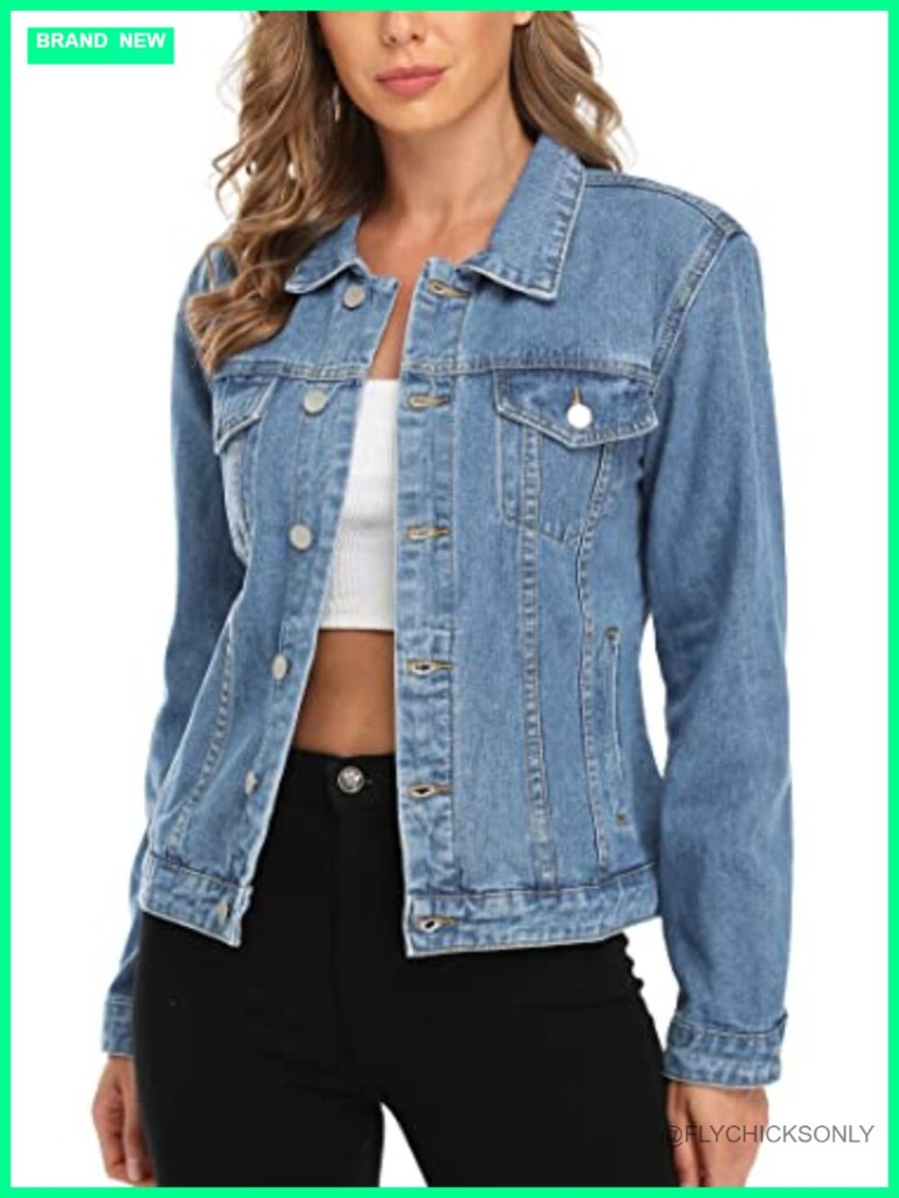 Women's Classic Button Up Denim Jacket Long Sleeve Cotton Jean Jacket
